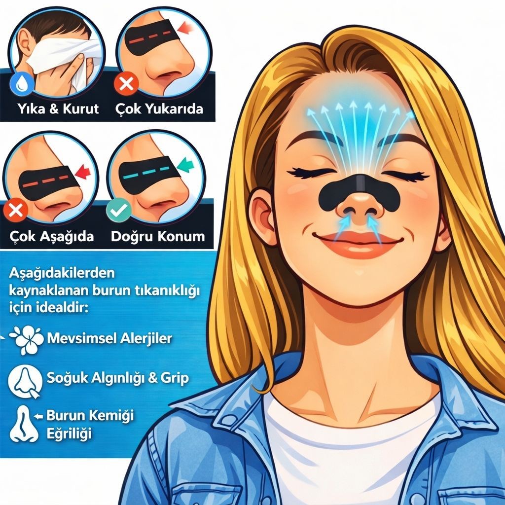 Horlama ve Burun Tıkanıklığı Karşıtı Burun Bandı